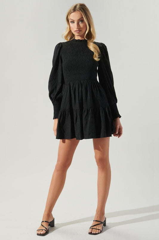 Elizabeth High Neck Smocked Mini Dress Sugarlips 
