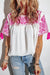 Embroidered Floral Short Sleeves Shift Top Kentce 