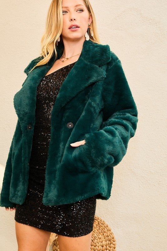 Emerald Faux Fur Jacket mainstrip 