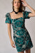 Emerald Puff Sleeve Embroidered Floral Dress lalavon 