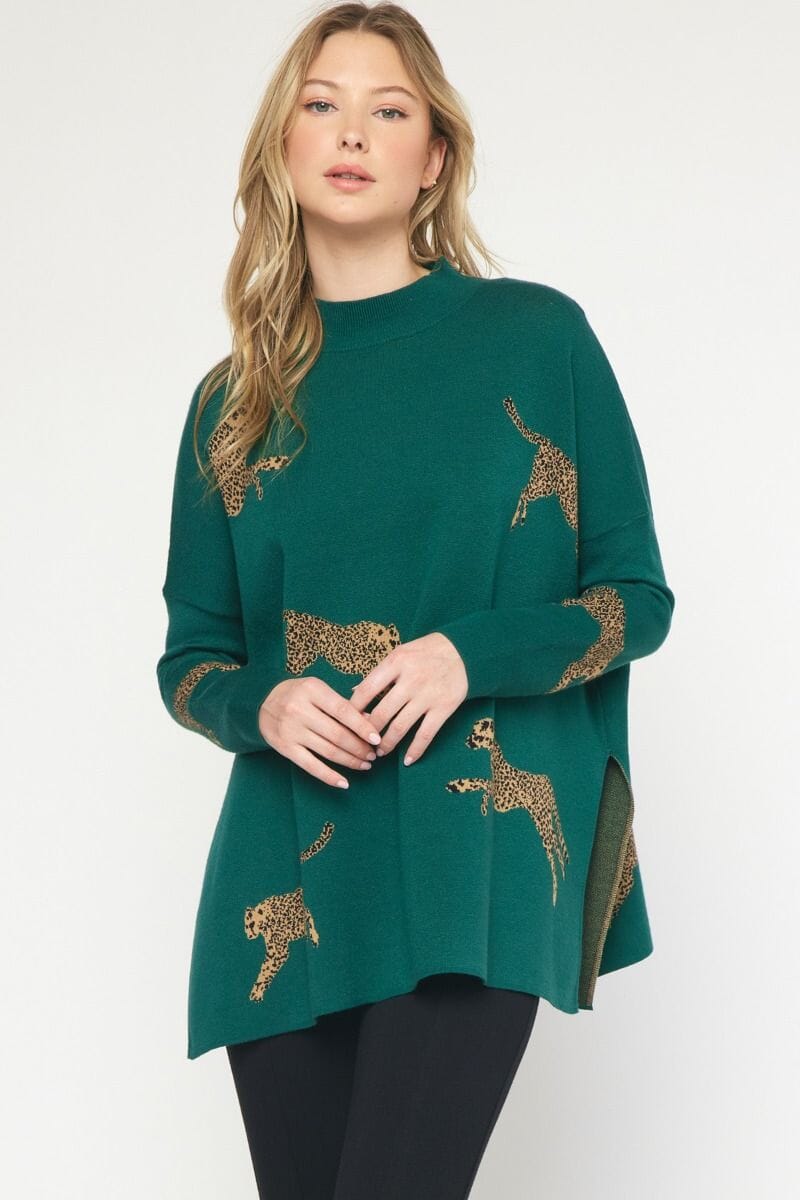 Fall 23 Leaping Leopard Sweater entro 