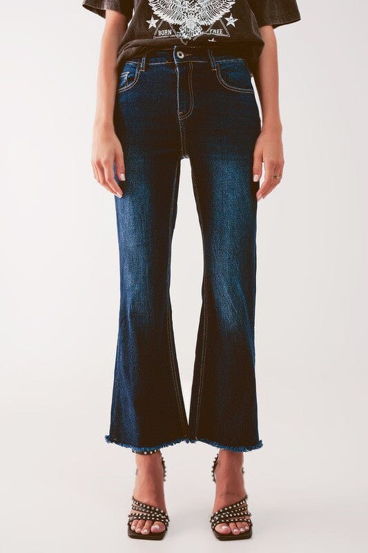 Fall Cropped Kickflare Mid-Wash Jeans Q2 