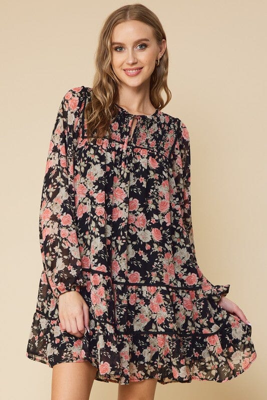 Fall Floral Babydoll Dress FSL Apparel 