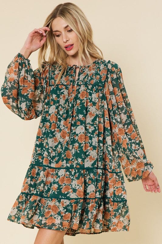 Fall Floral Babydoll Dress FSL Apparel 