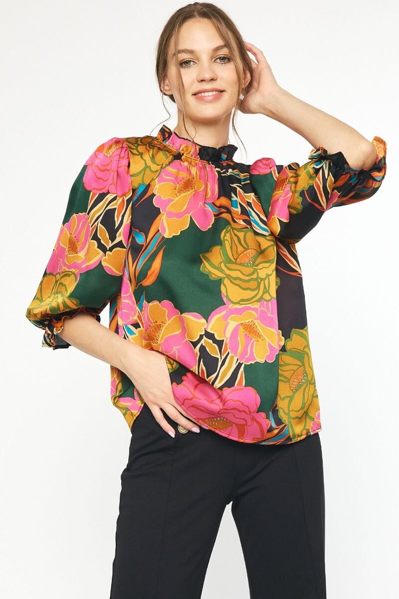 Fall Floral Half Sleeve Top entro 