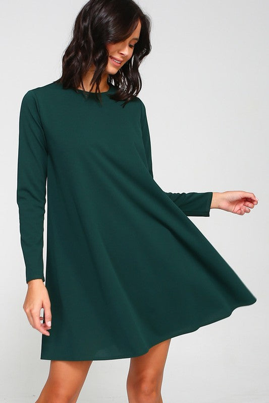 Fall Solid Swing Dress 2 hearts 