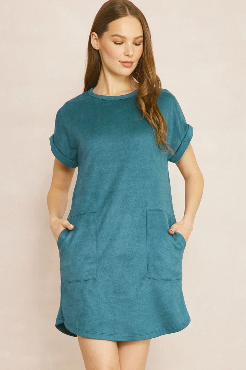 Faux Suede Pocket Dress entro 