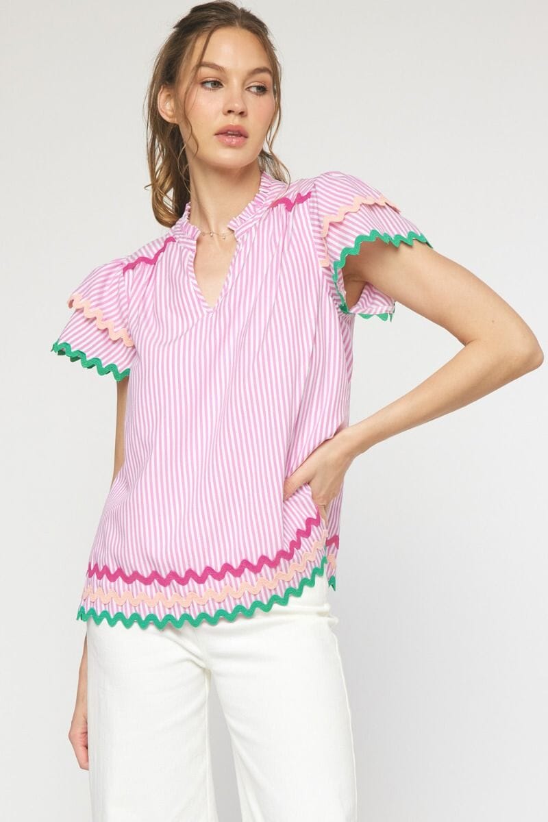 Fiesta Striped Ric Rac Top - Ships Mid-June entro 