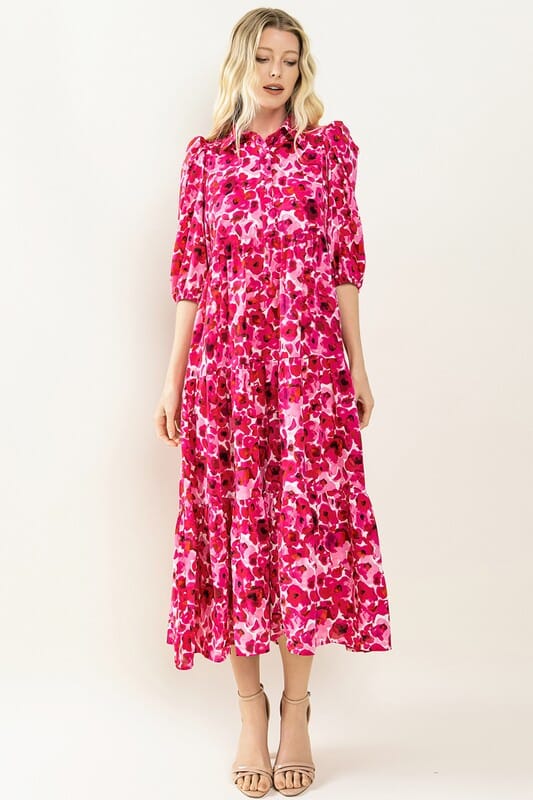 Floral Button Up Midi TCEC 