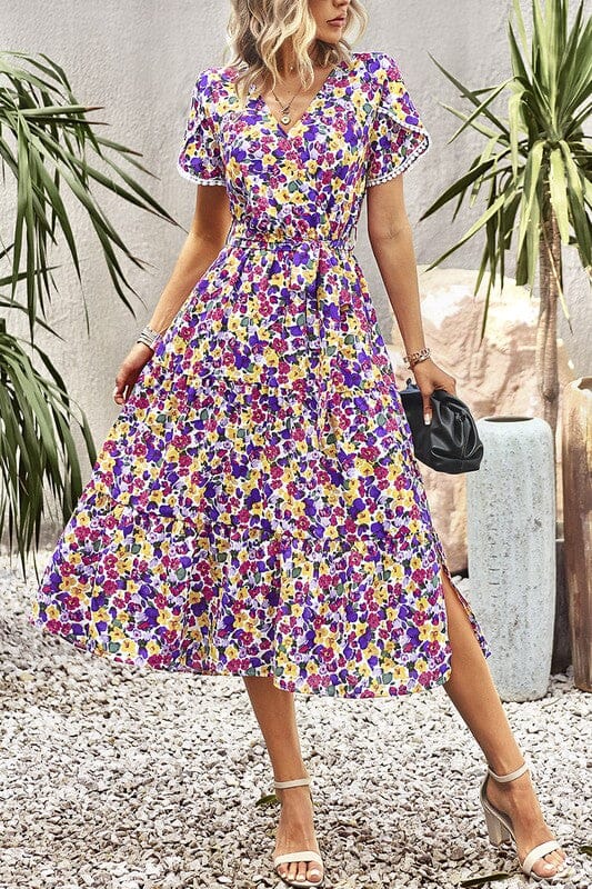 Floral Midi with Pom Pom Sleeve Detail supreme fashion 