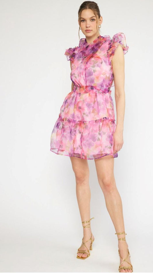Floral Print Organza Dress entro 