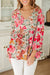 Floral Print Ruched V Neck Babydoll Blouse Kentce 