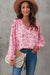 Floral Print V Neck Long Puff Sleeve Top Kentce 