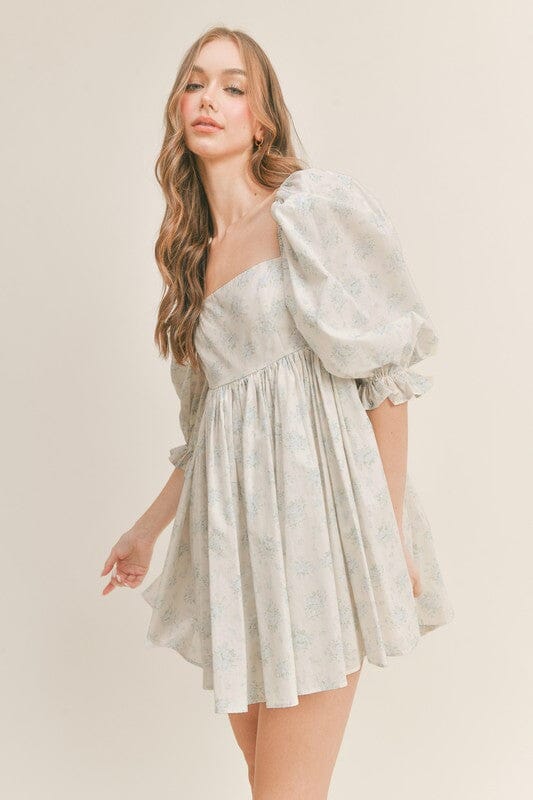 Floral Puff Sleeve Babydoll Dress Mable 