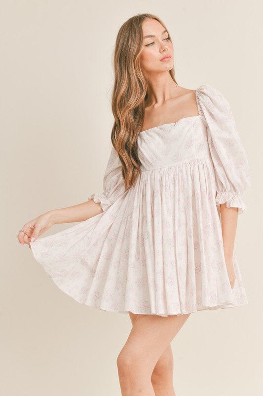 Floral Puff Sleeve Babydoll Dress Mable 
