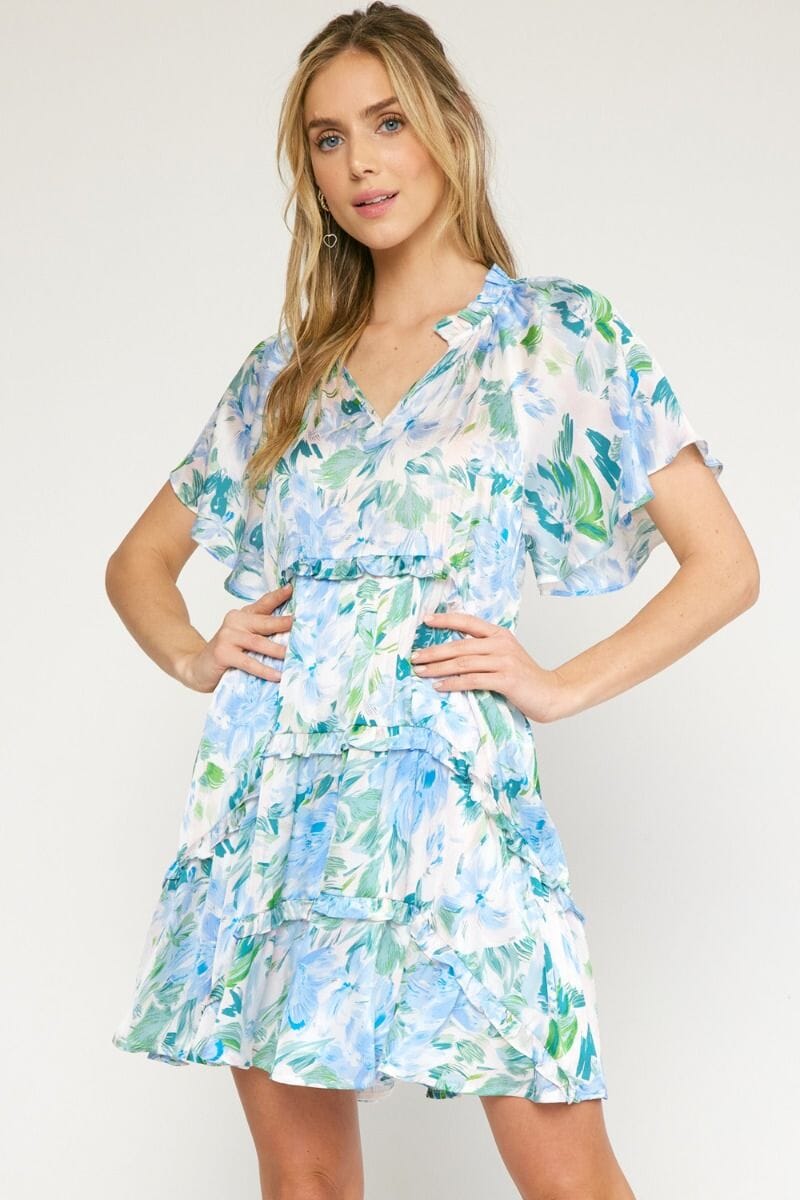 Floral Ruffle Detail Tiered Dress entro 