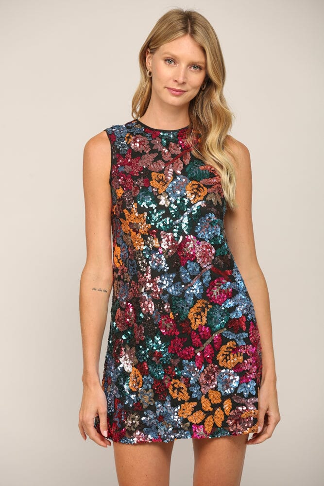 Floral Sequin Shift Dress Fate 