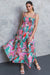 Floral Smock Bodice Tie Strap Maxi Flying tomato 