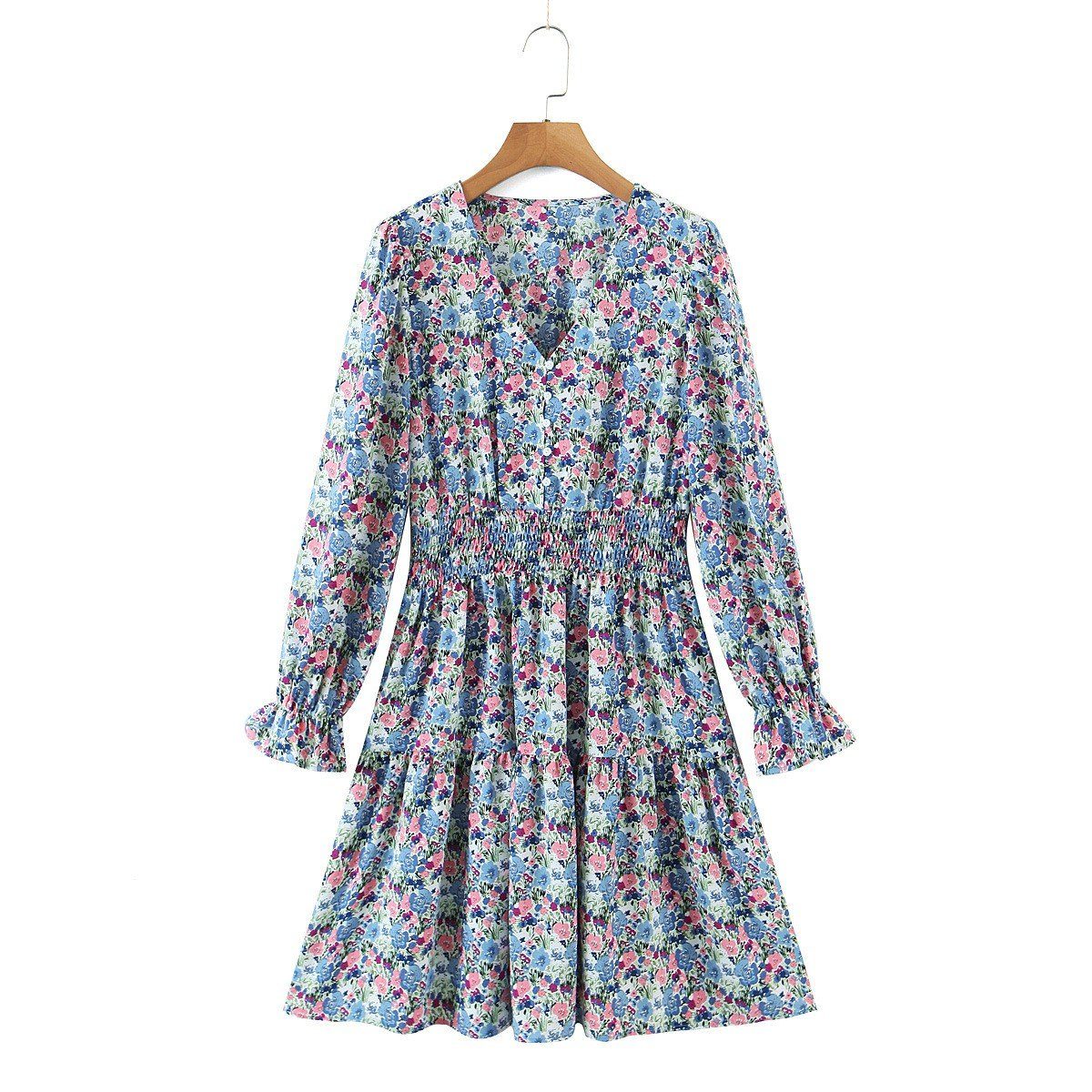 Floral Smock Dress w/ Buttons pink ripple 