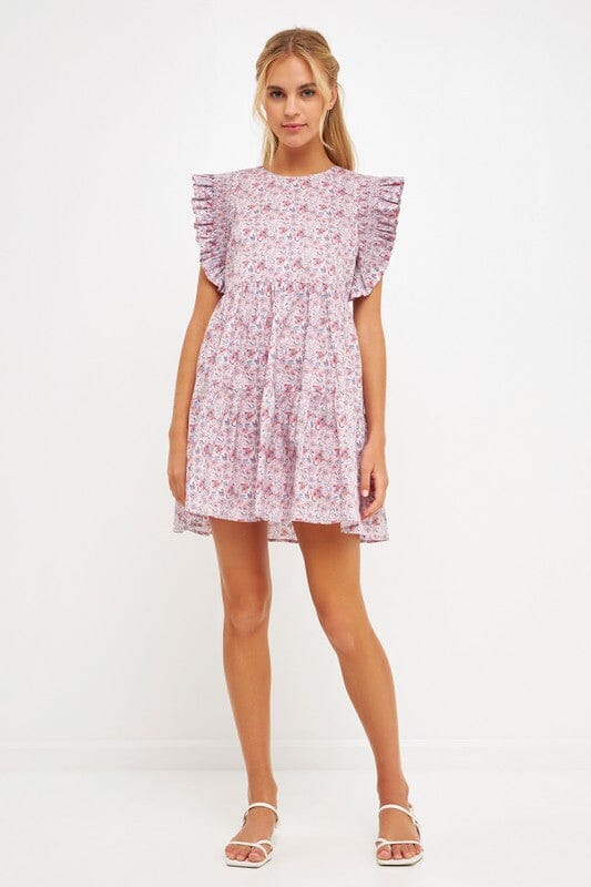 Floral Statement Sleeve Dress English Factory 