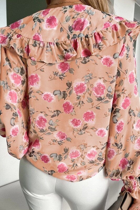 Floral Wide Collar Blouse Shiying 