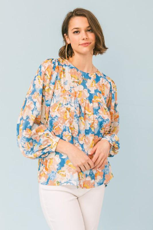 Floral Woven L/S Top flying tomato 