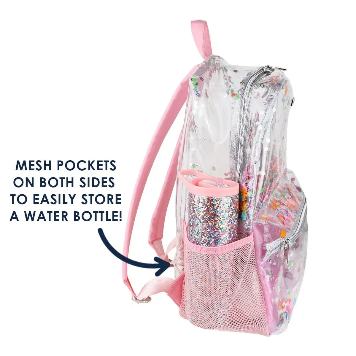 Flower Power Clear Confetti Backpack SNAP-Something New And Pretty 