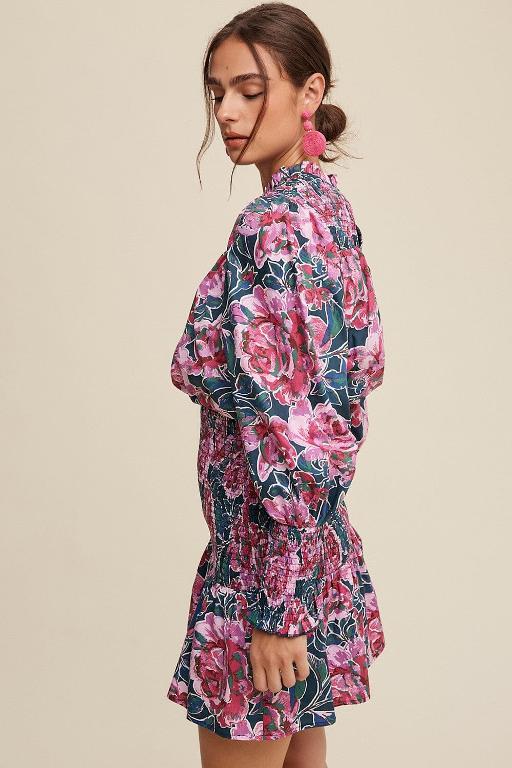 Flower Print Puff Sleeve Smocked Skirt Dress Accessory listicle 