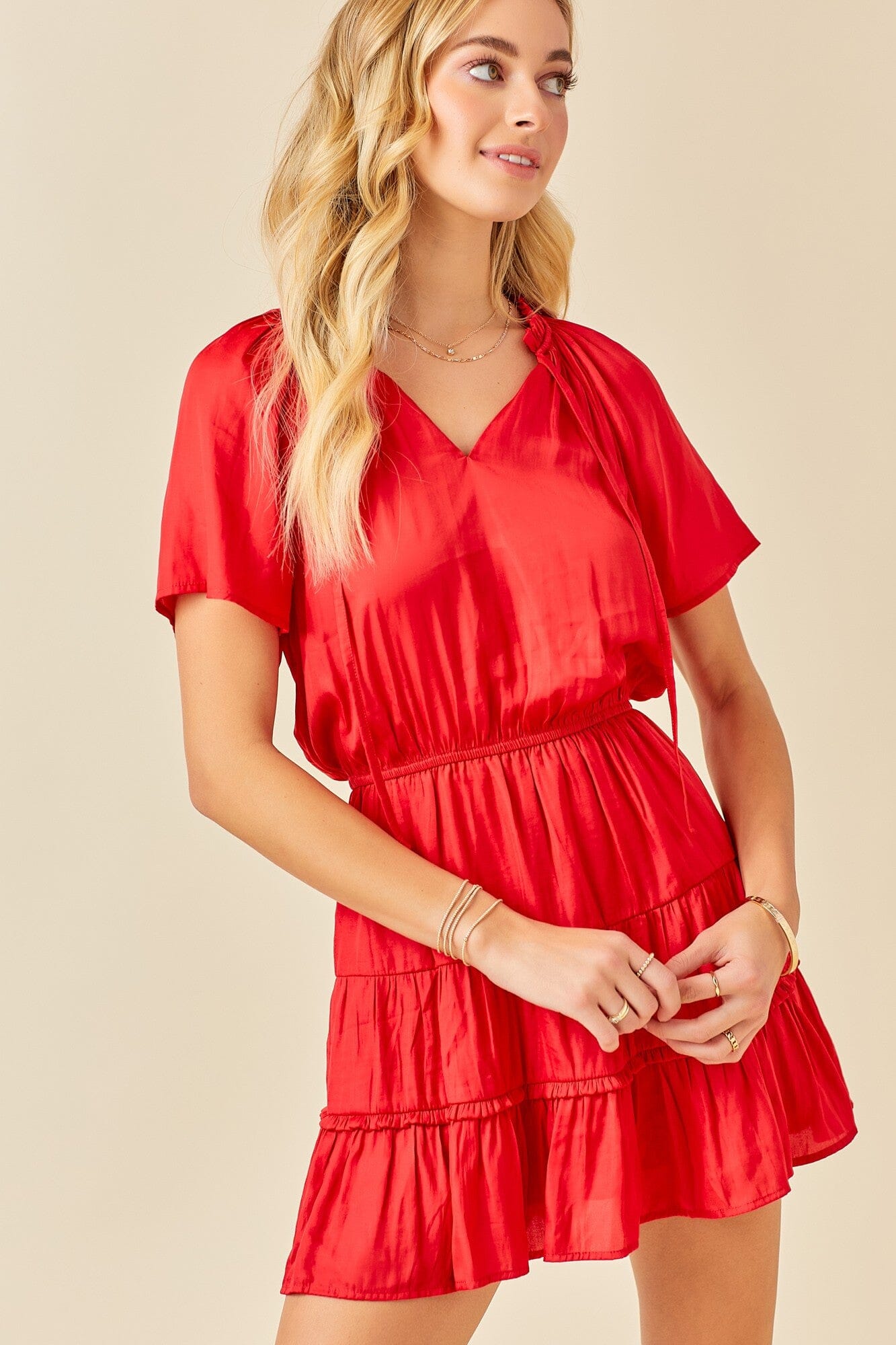 Flutter Sleeve Satin Dress day + moon 