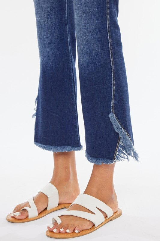 Frayed Hem Cropped Flare Kancan 