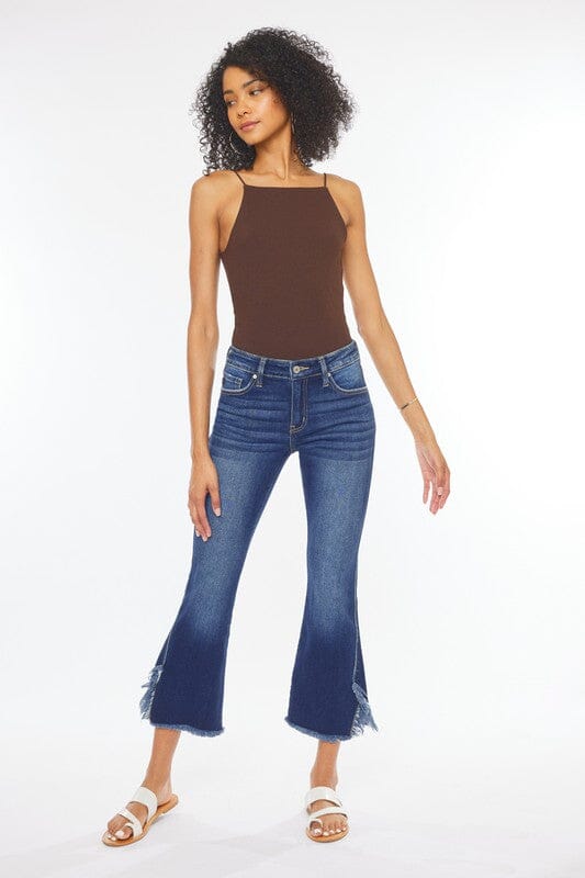 Frayed Hem Cropped Flare Kancan 