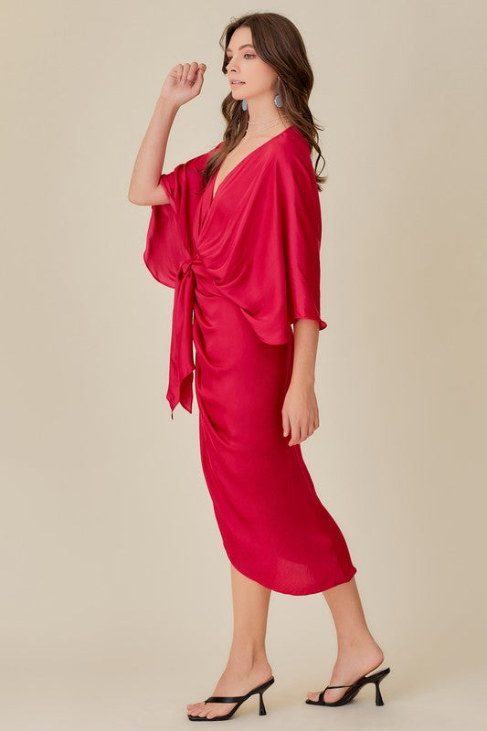 Front Tie Kimono Dress Mustard Seed 