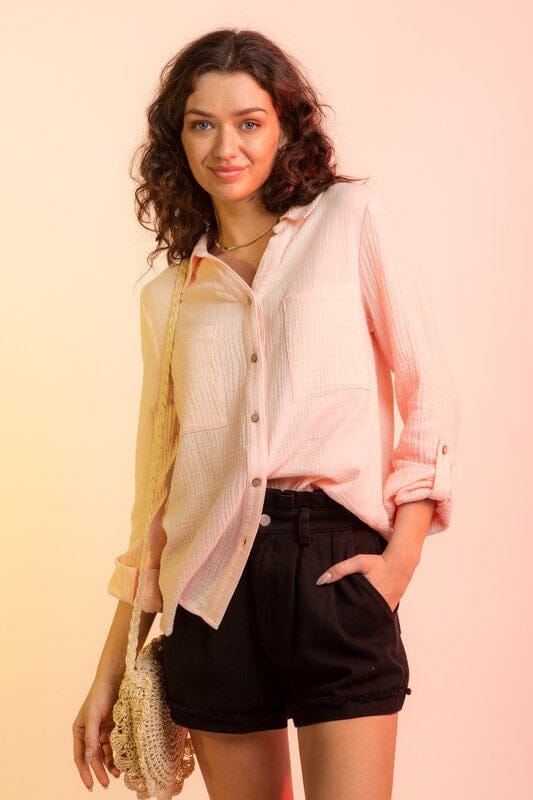 Gauze Button Down Shirt Very J 