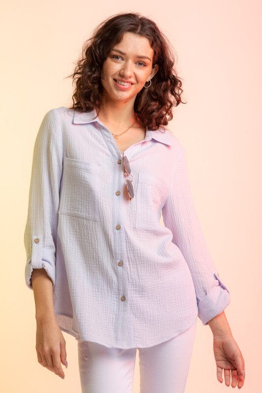 Gauze Button Down Shirt Very J 