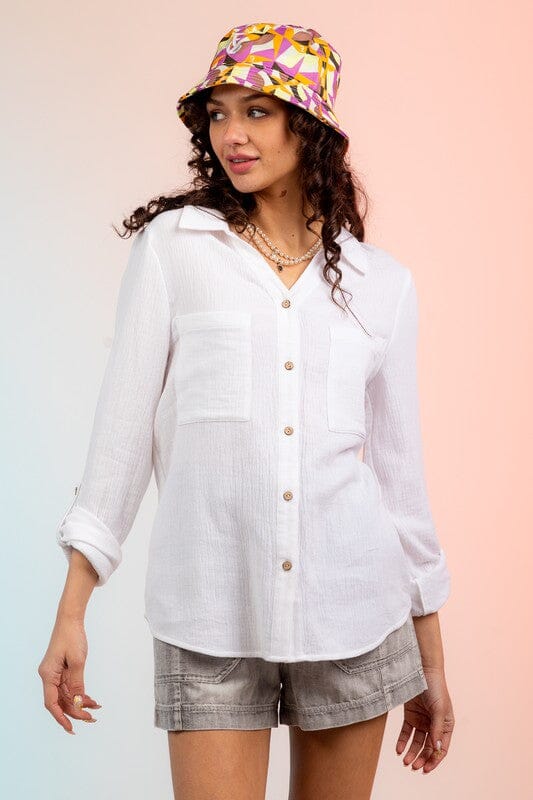Gauze Button Down Shirt Very J 
