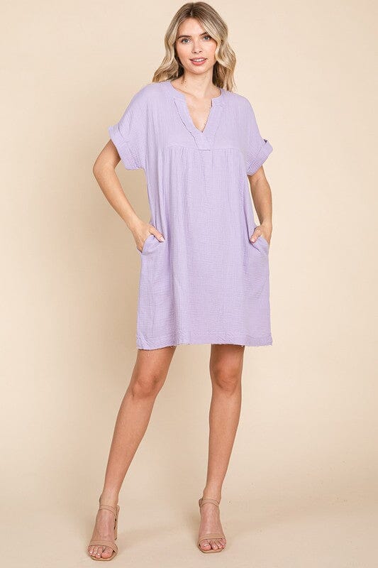 Gauze Pocket Raw Edge Dress RolyPoly 