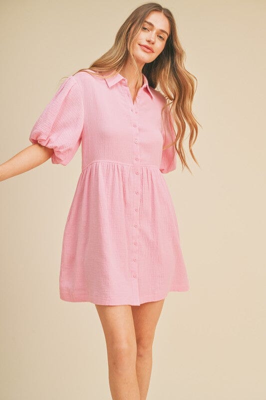 Gauzy Cotton Collared Button Up Dress &merci 