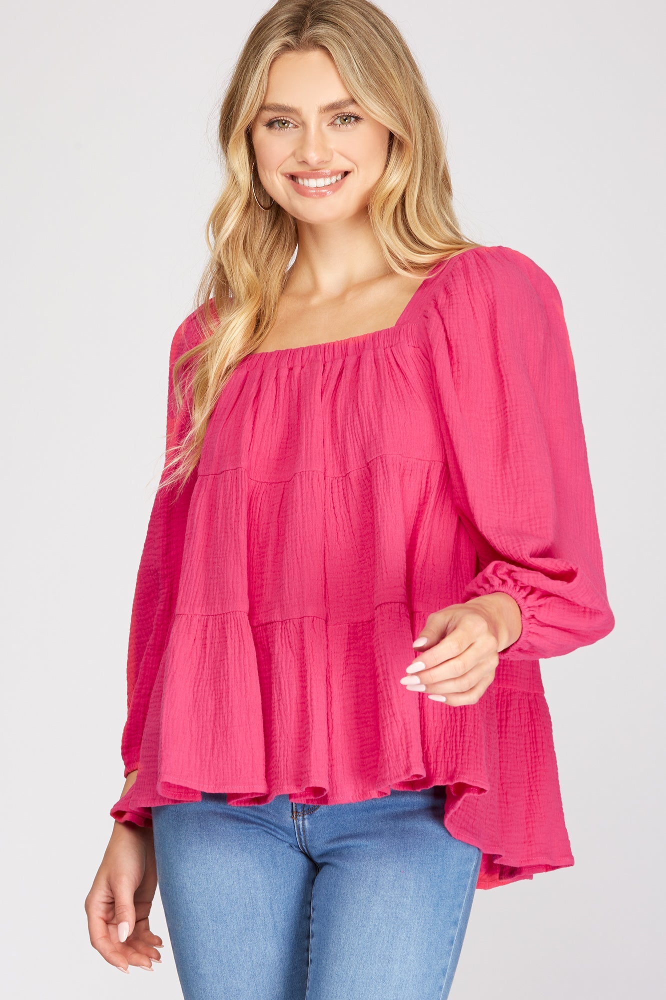 Gauzy Cotton Tiered Top she + sky 