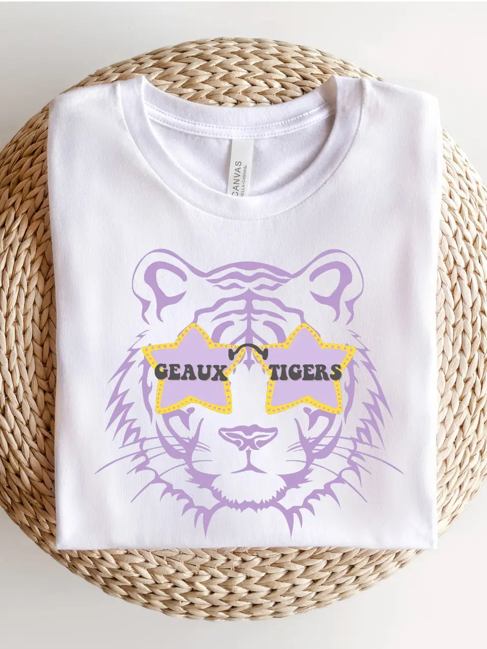 Geaux Tigers Star Glasses Tee Bree and Kate Embroidery Designs 