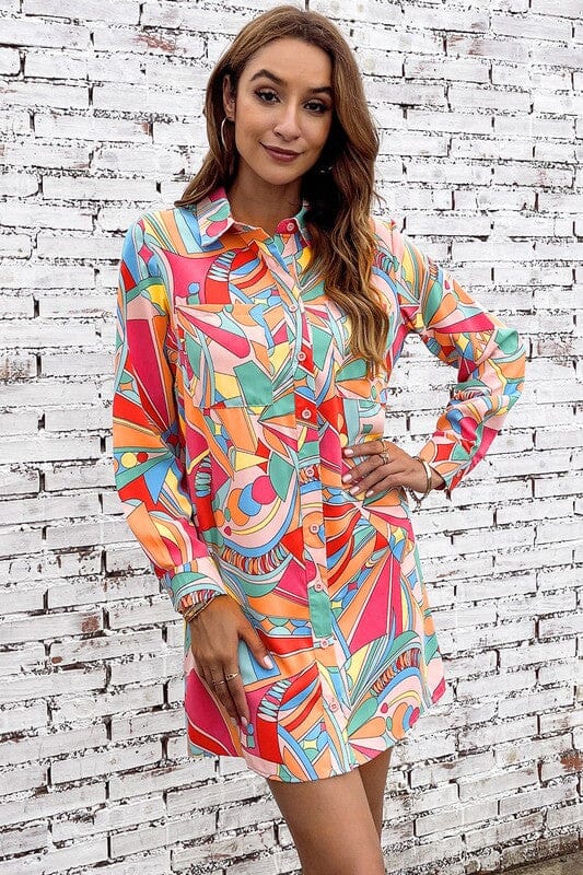 Geometric Shirt Dress Shiying 