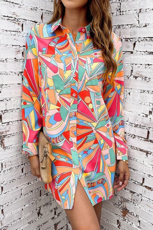 Geometric Shirt Dress Shiying 