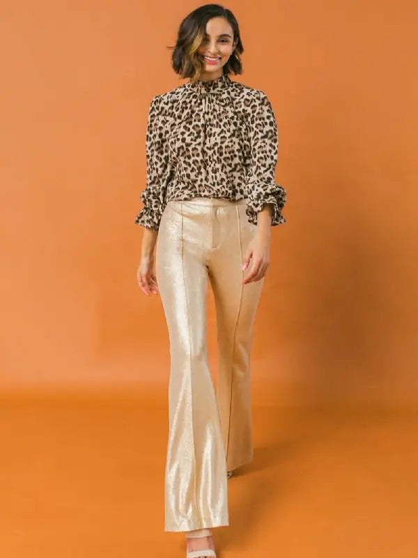 Gold Metallic Flare Pants flying tomato 