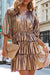 Gold Metallic Ruffle Dress Kentce 