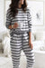 Gray Striped Jogger Set Shewin 