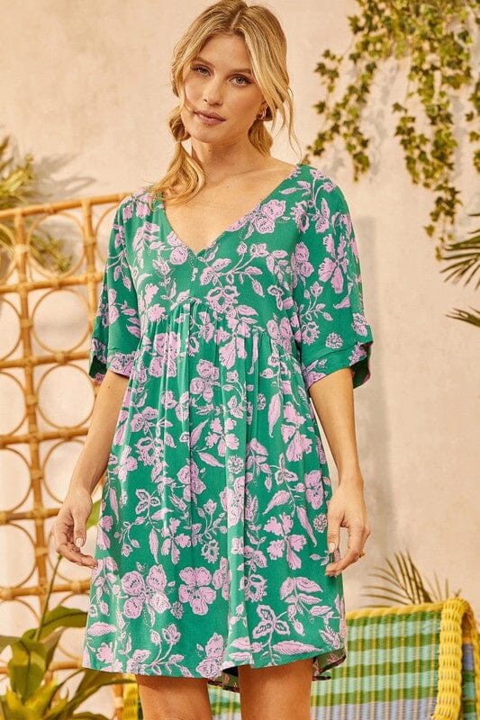 Green and Pink Babydoll Dress andree by unit 