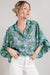 Green Floral Print Puff Sleeve Top Eesome 