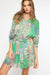 Green Patchwork Puff Sleeve Dress entro 