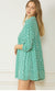 Green Print Collared Button Dress entro 