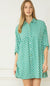 Green Print Collared Button Dress entro 