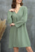 Green Roll-tab Sleeve Flowy Casual Dress Kentce 